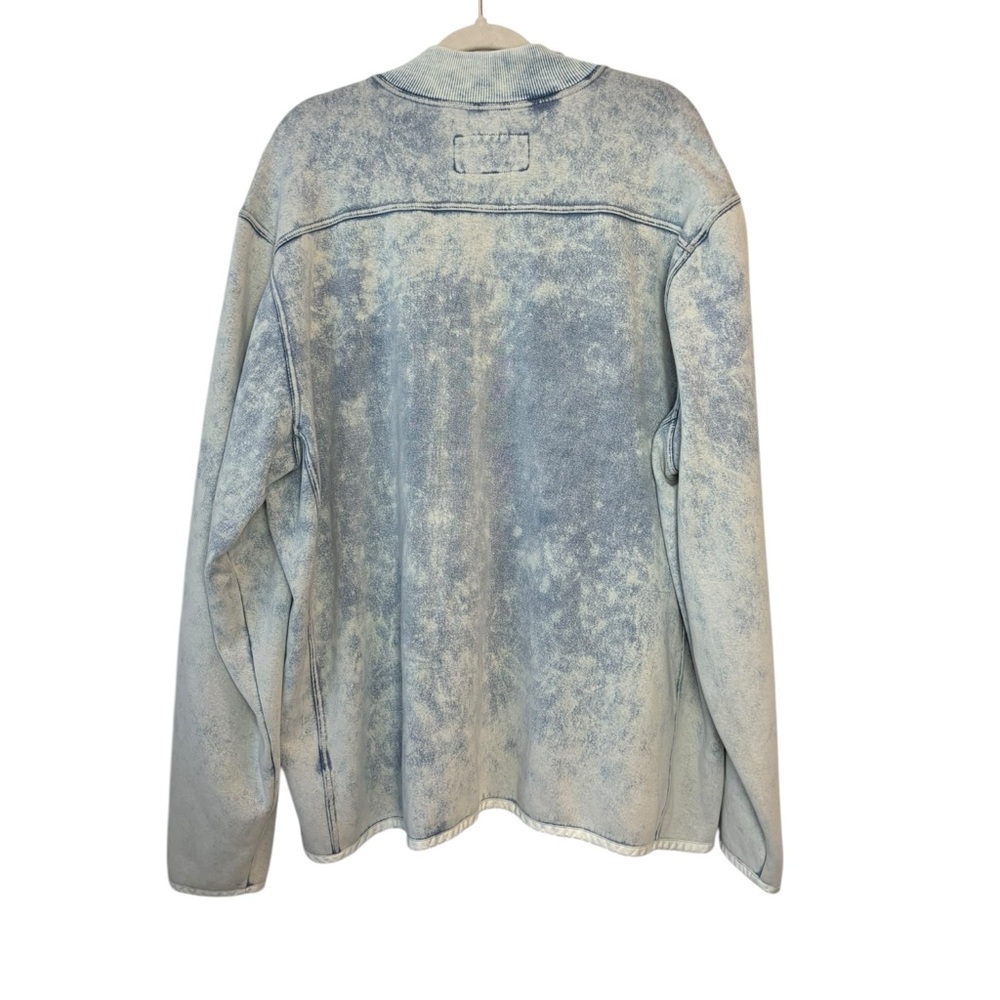 32 Bar Blues Sweatshirt Jacket XXL Full Zip‎ Blue Denim Acid Wash Cotton Stretch - Picture 5 of 7